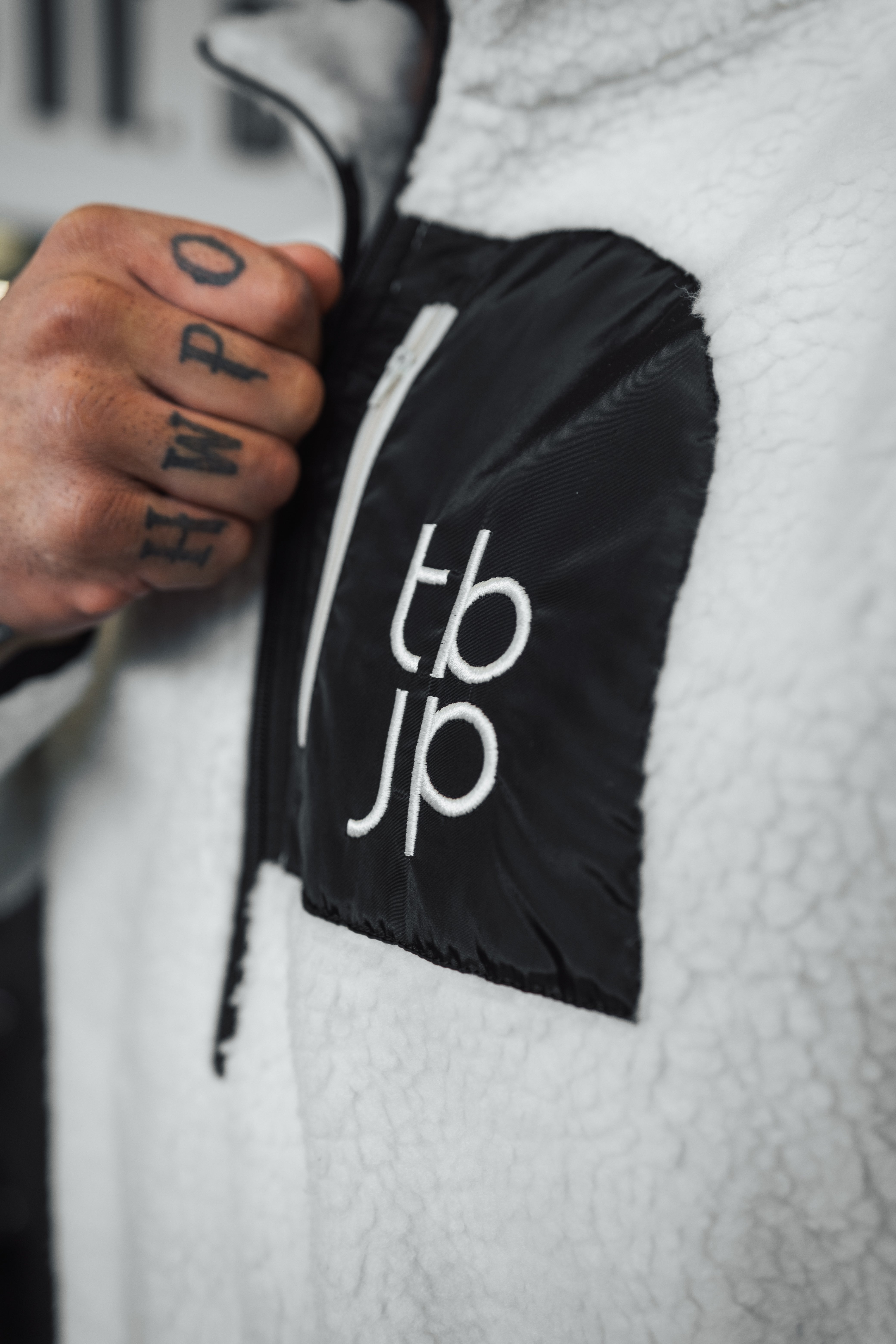 Sherpa Fleece in Cream with Patch Detail