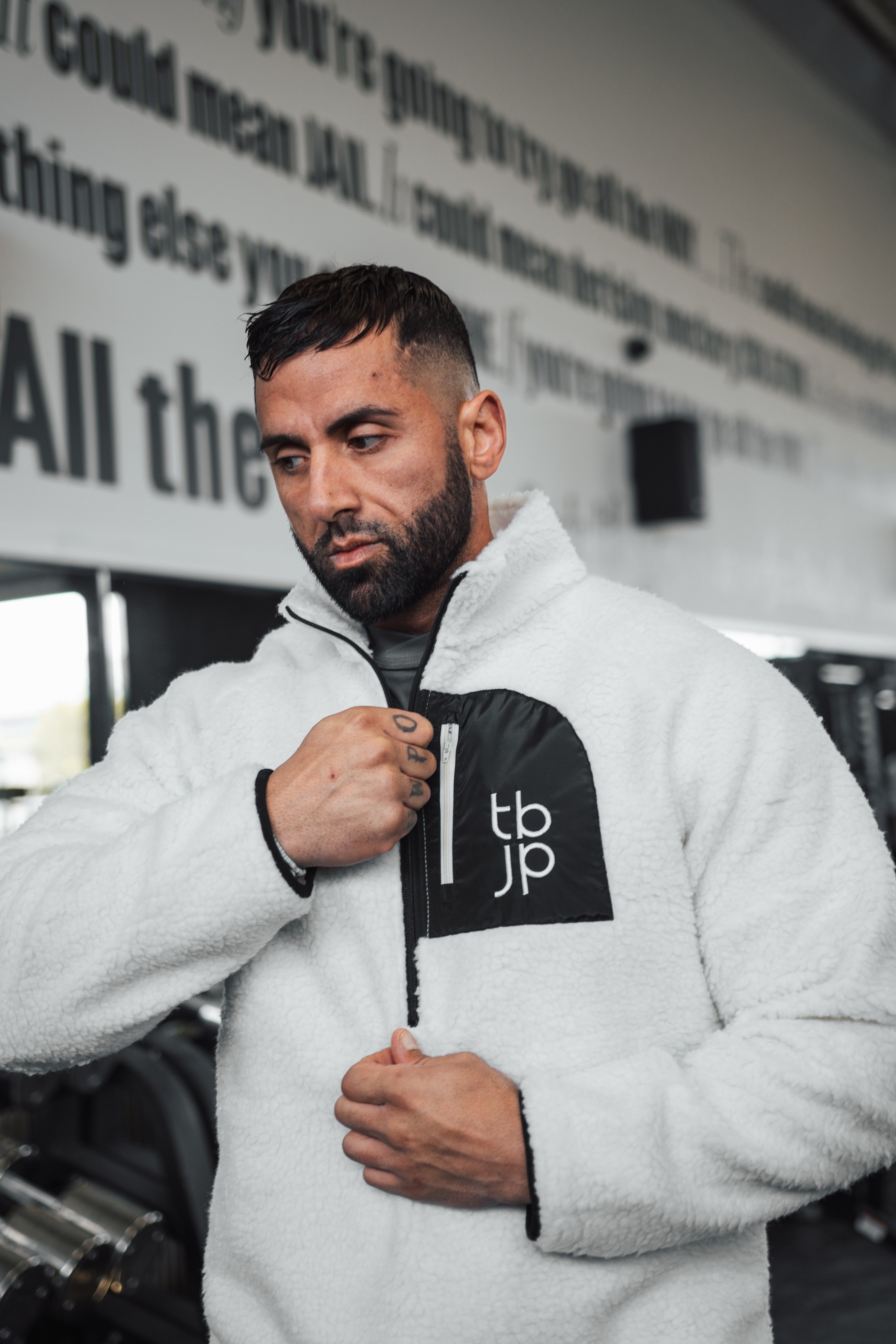 Sherpa Fleece in Cream with Patch Detail