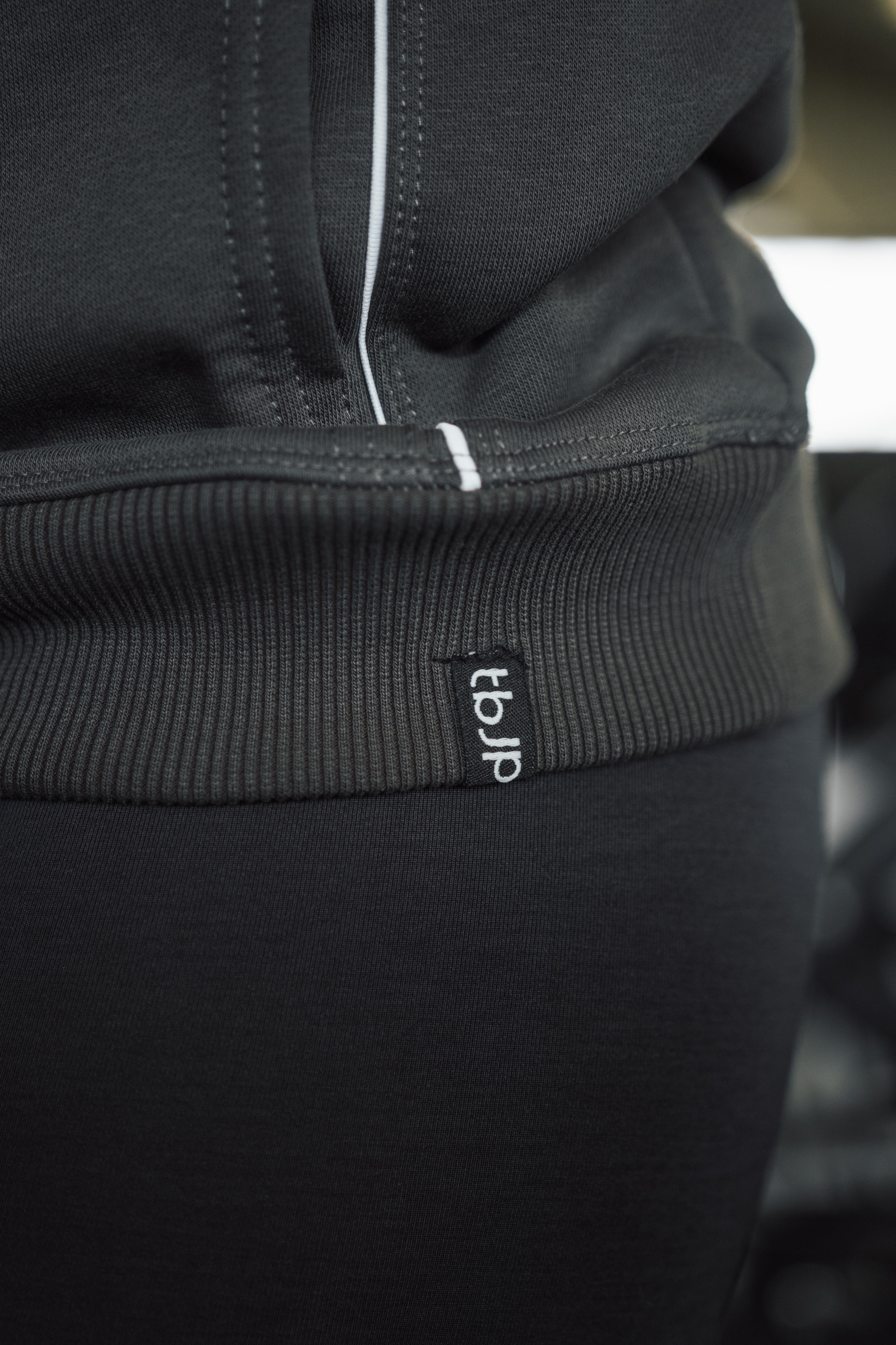 Grey Hoodie with White Piping