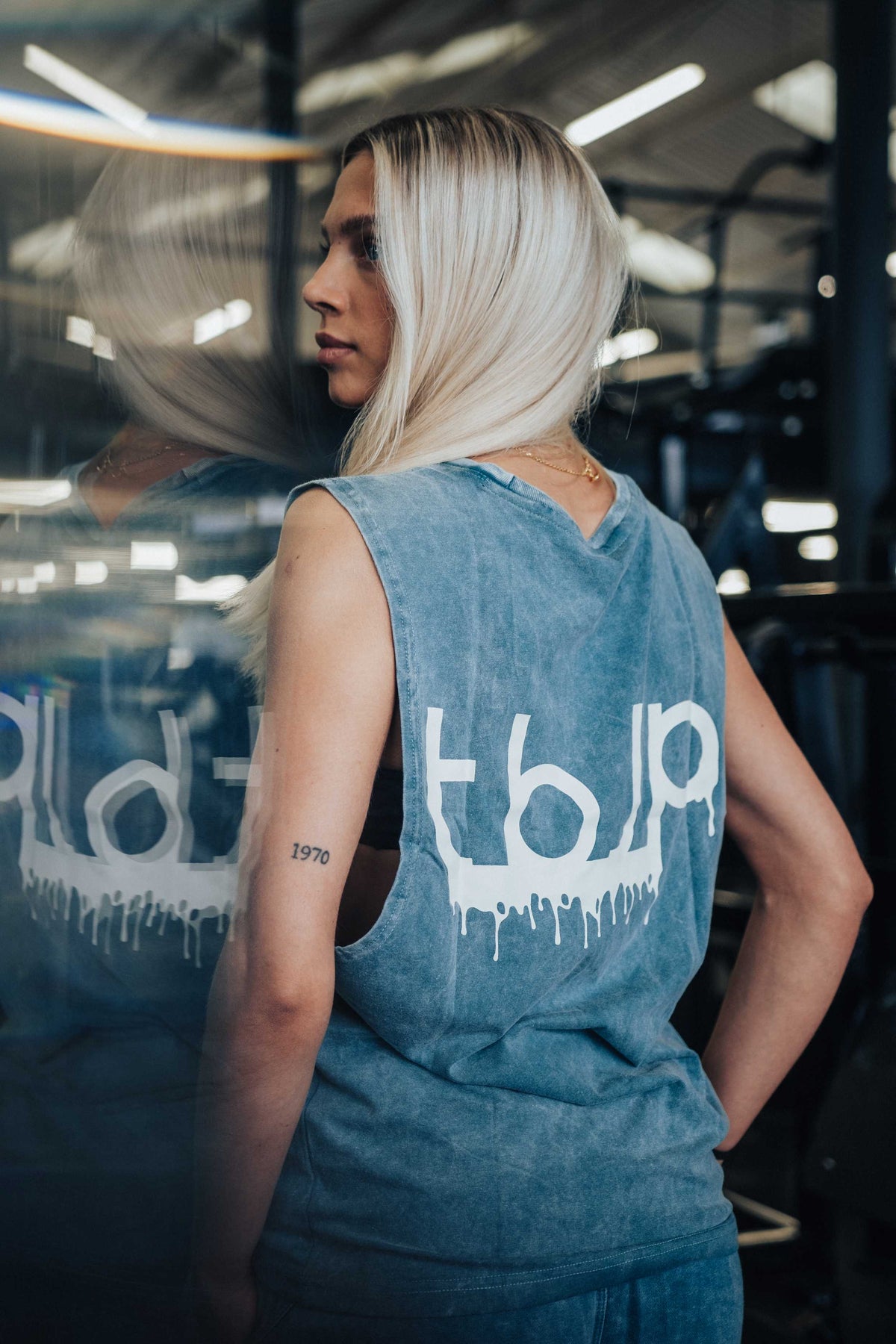 tbJP Drip Logo Vest in Blue Green