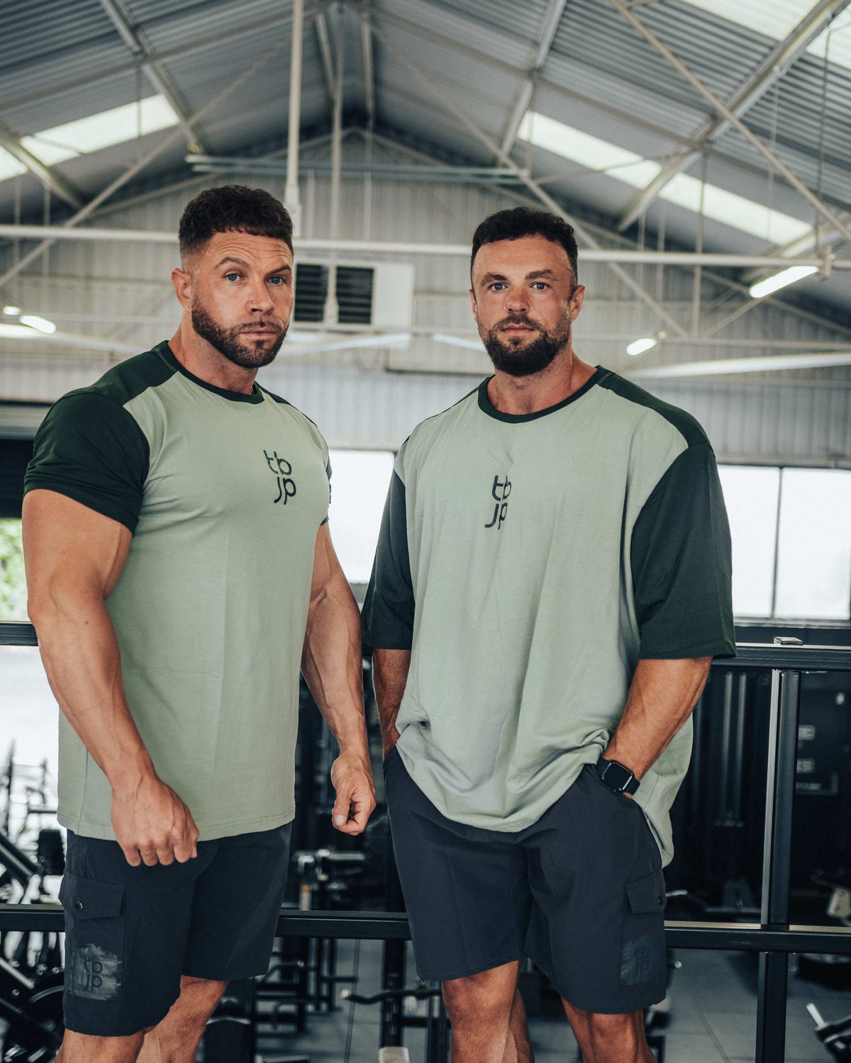 Set In Sleeve Tshirt - Vertical back logo, Sage & Pine