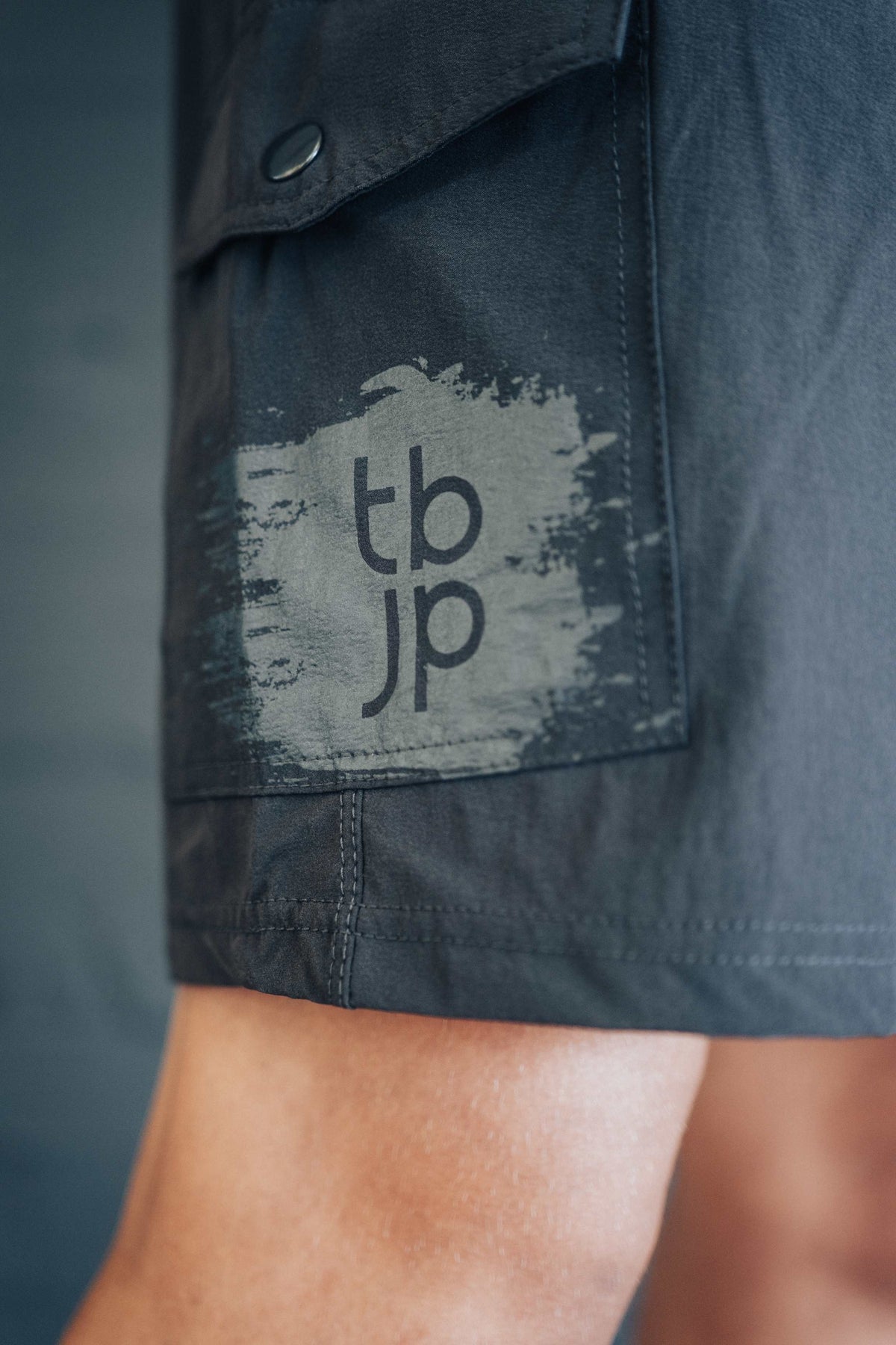 Cargo Shorts with Pockets, in Dark Grey with Black detail
