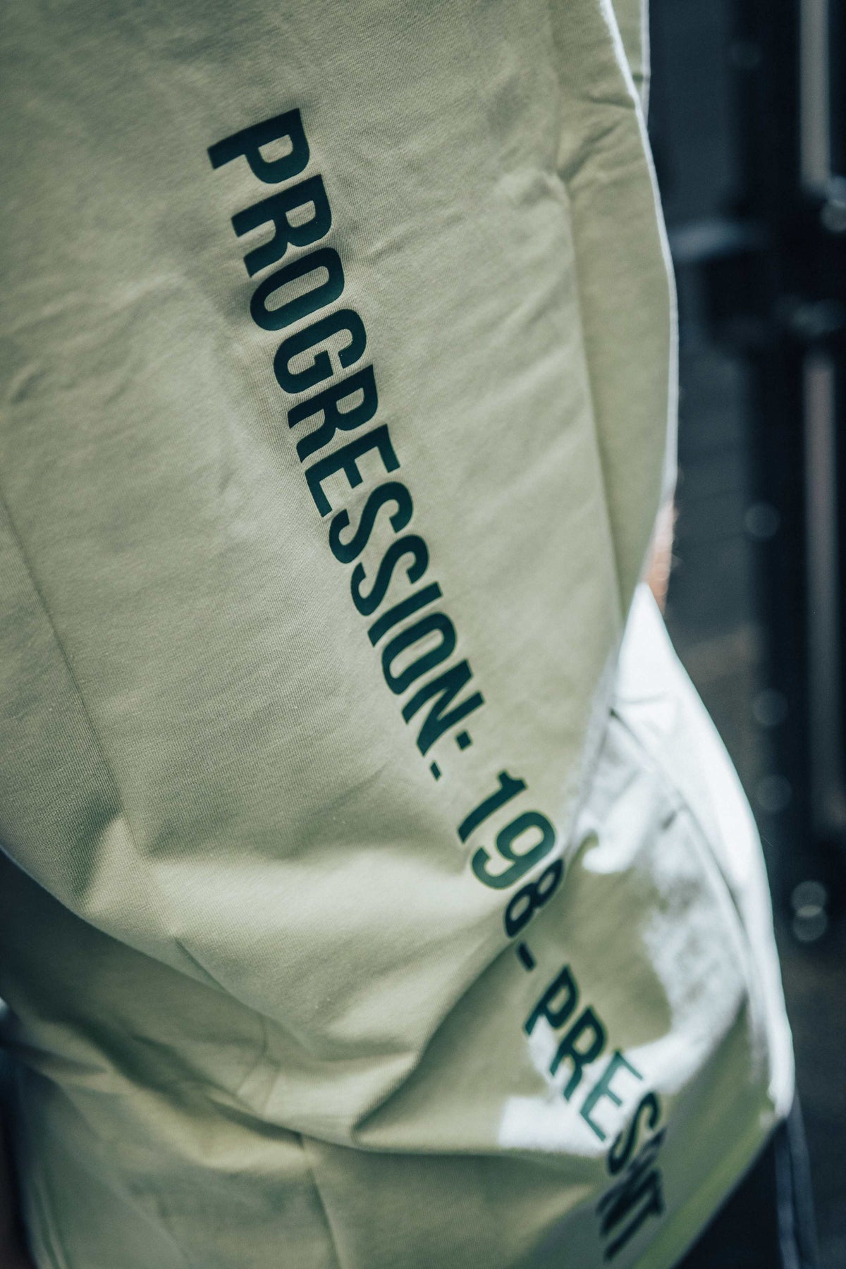 Set In Sleeve Tshirt - Vertical back logo, Sage & Pine