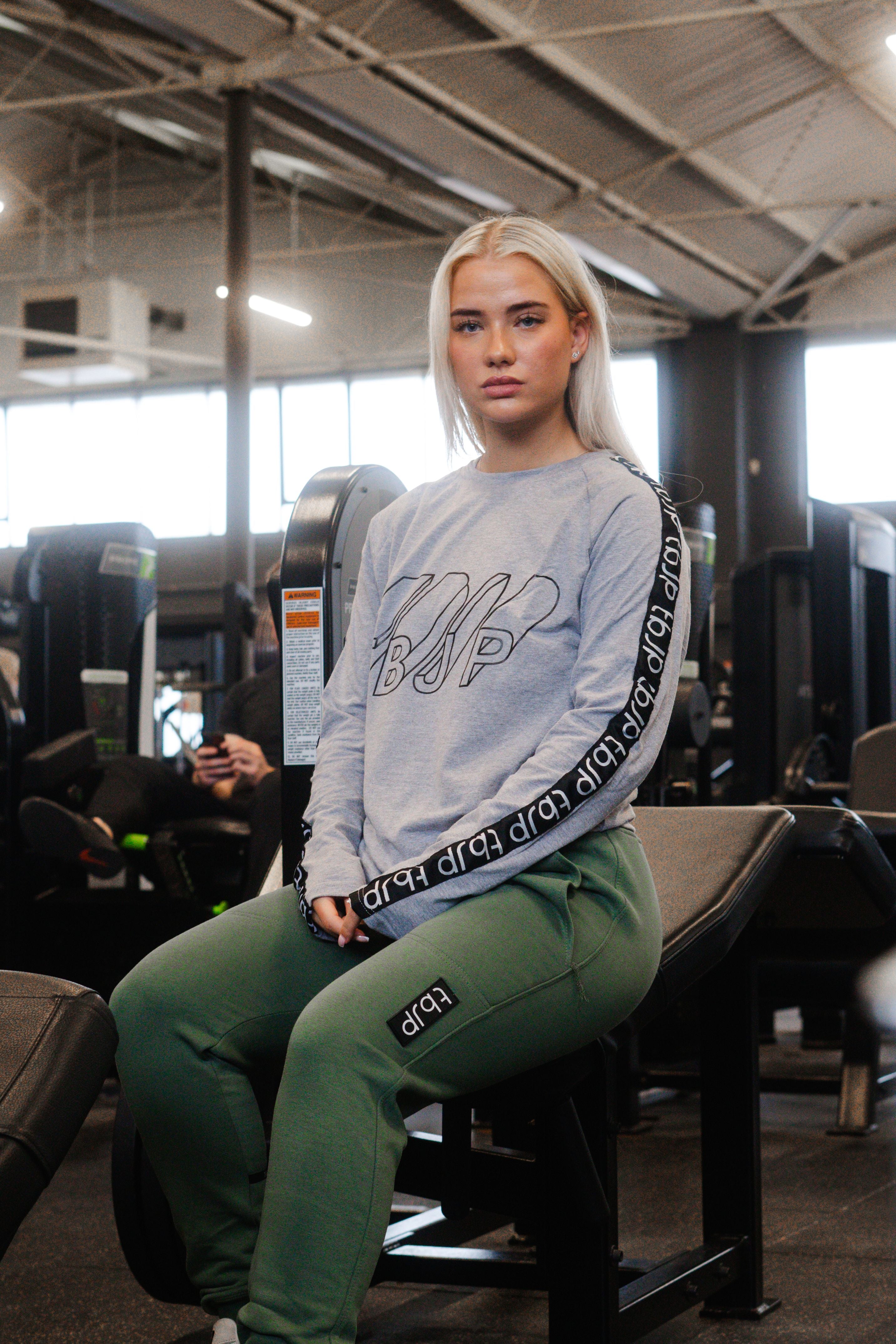 Grey Contrast Design Long Sleeved Top