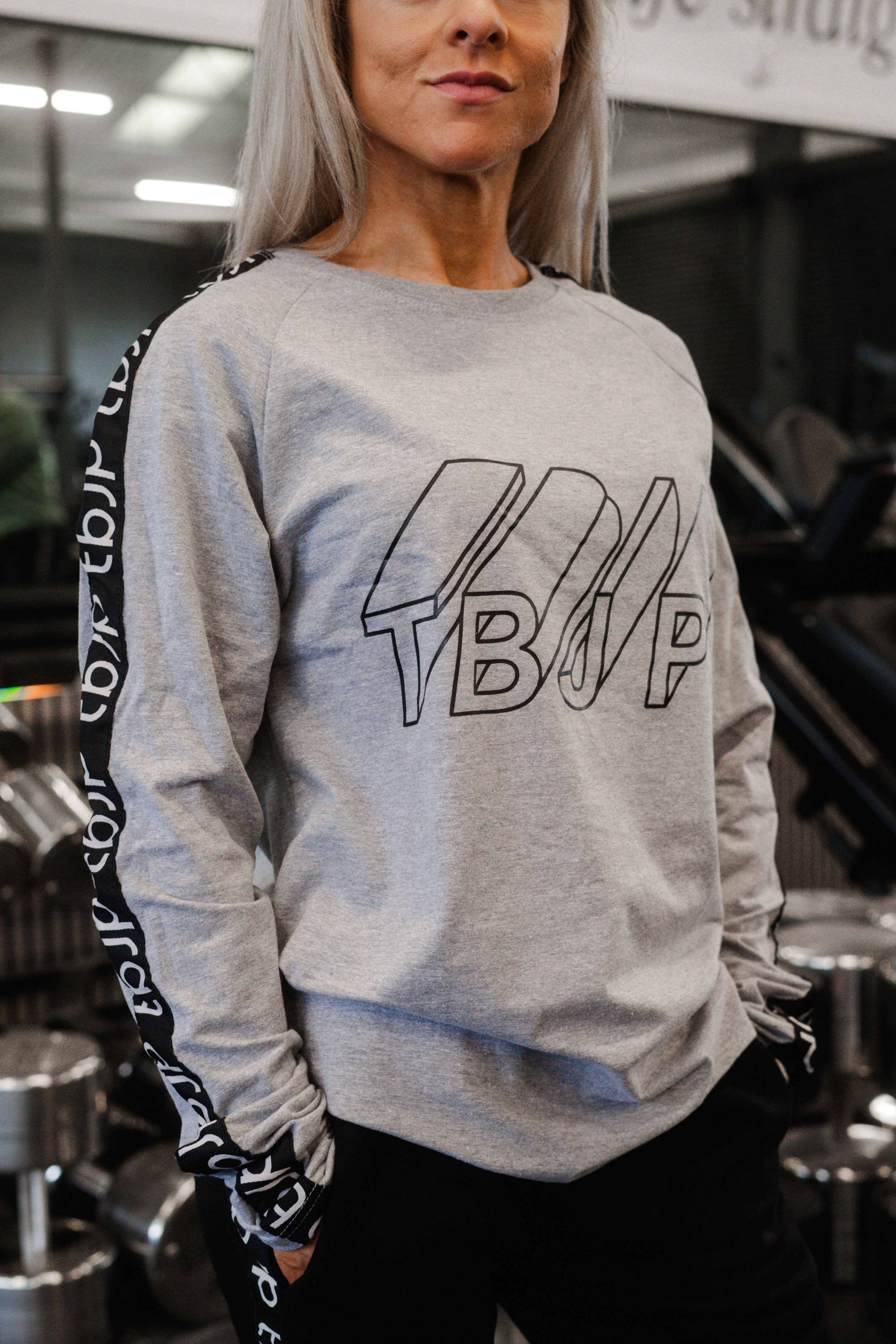 Grey Contrast Design Long Sleeved Top