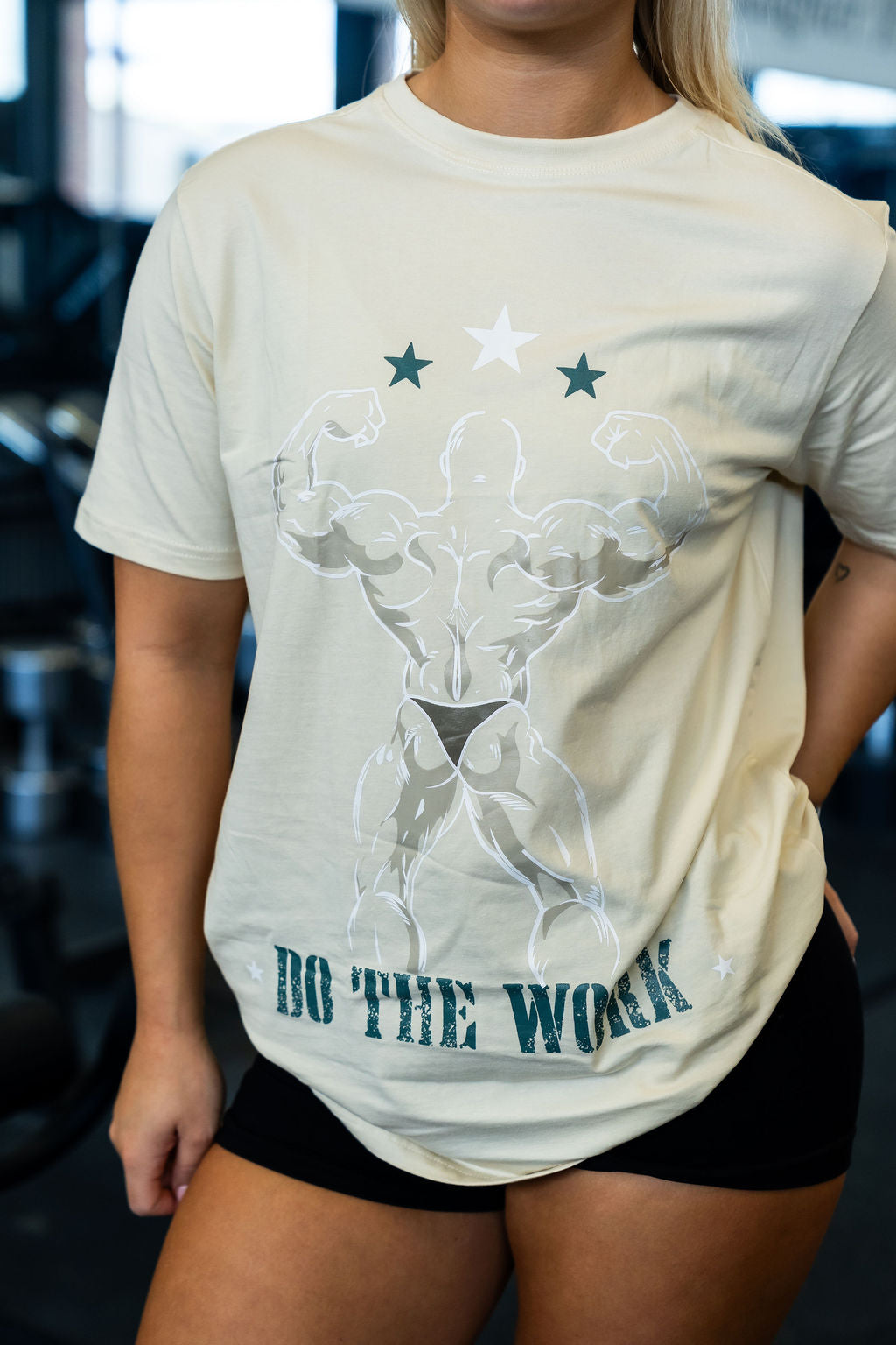 Double Bicep Tee in Cream