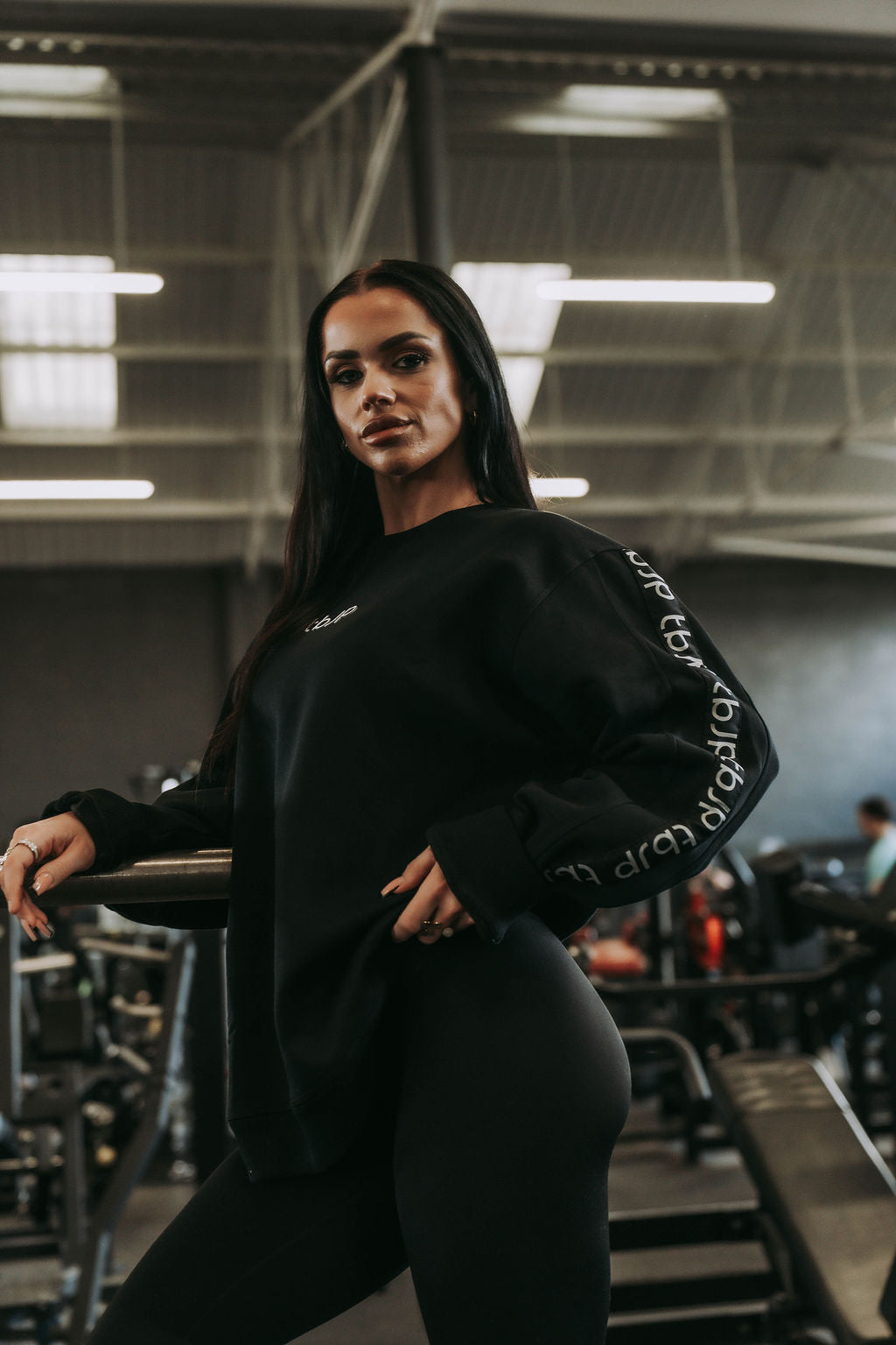 Side Stripe Logo Sweater in Black