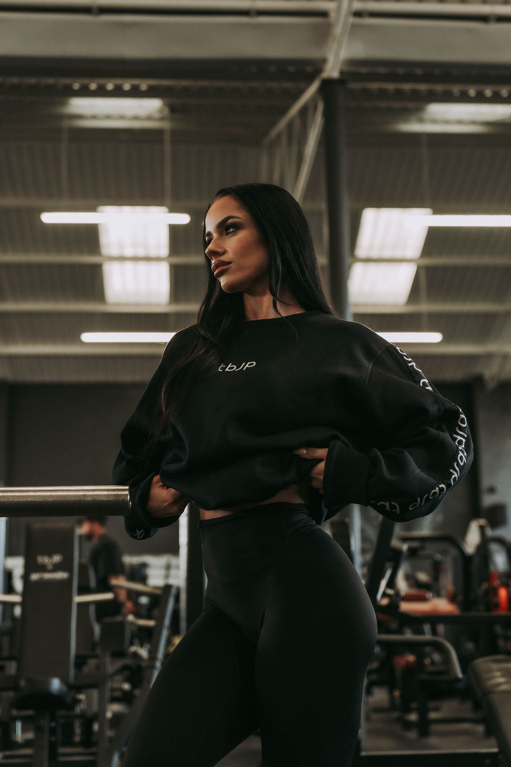 Side Stripe Logo Sweater in Black