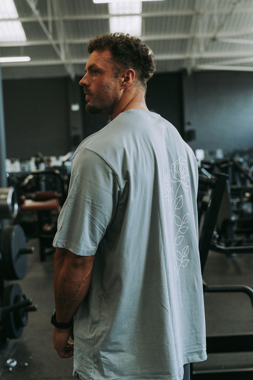 Floral Design Tshirt in grey