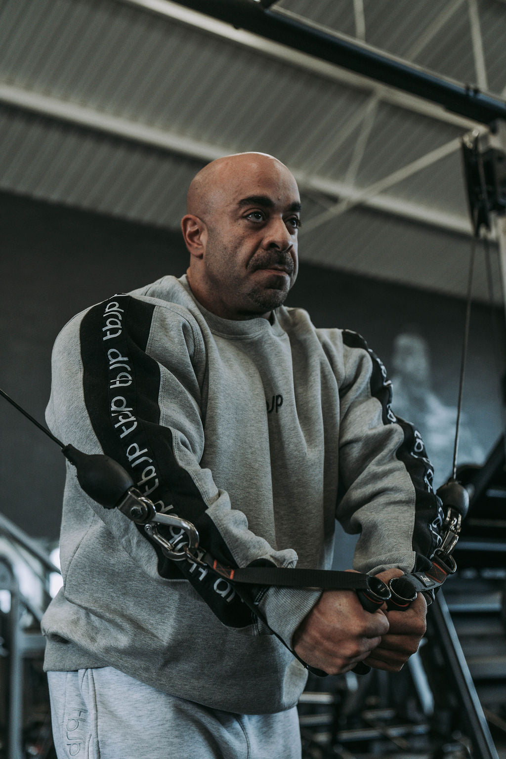 Side Stripe Logo Sweater in Grey