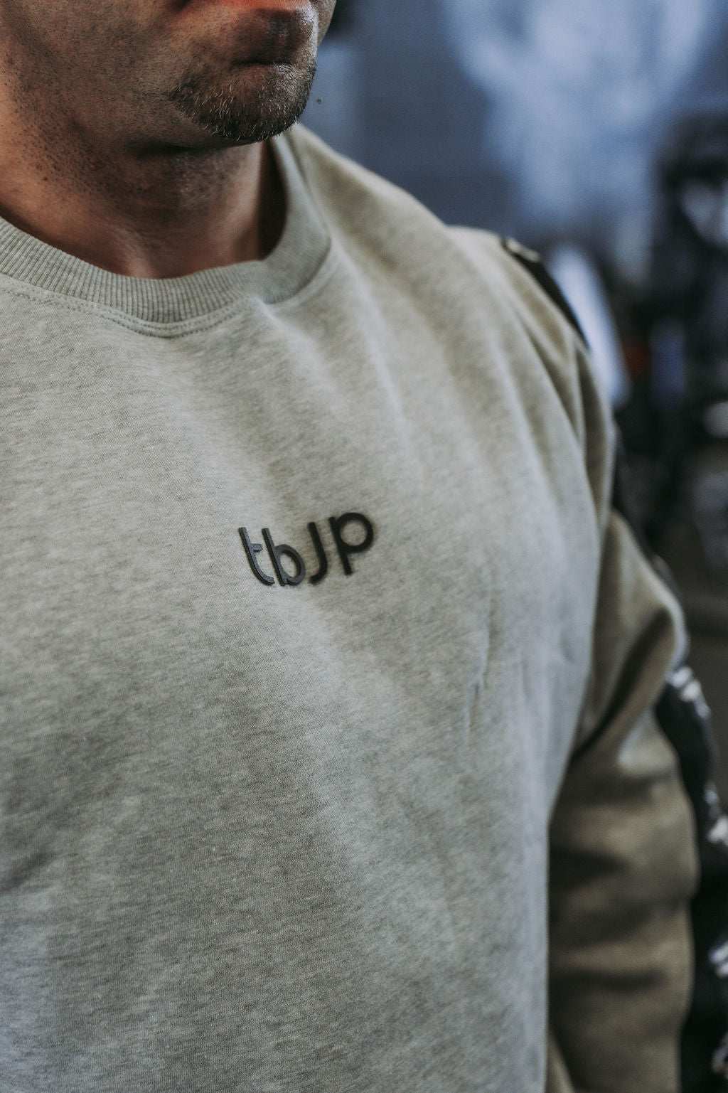 Side Stripe Logo Sweater in Grey