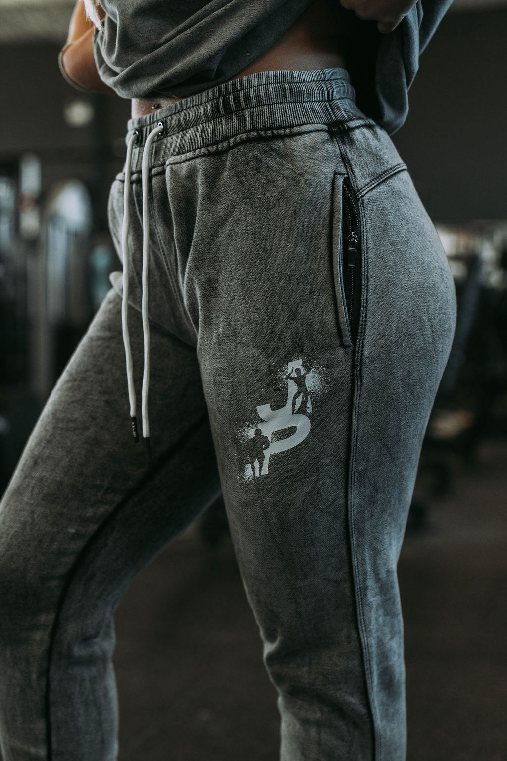 Distressed Joggers in Dark Grey