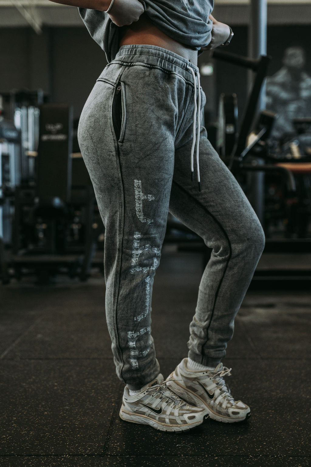 Distressed Joggers in Dark Grey