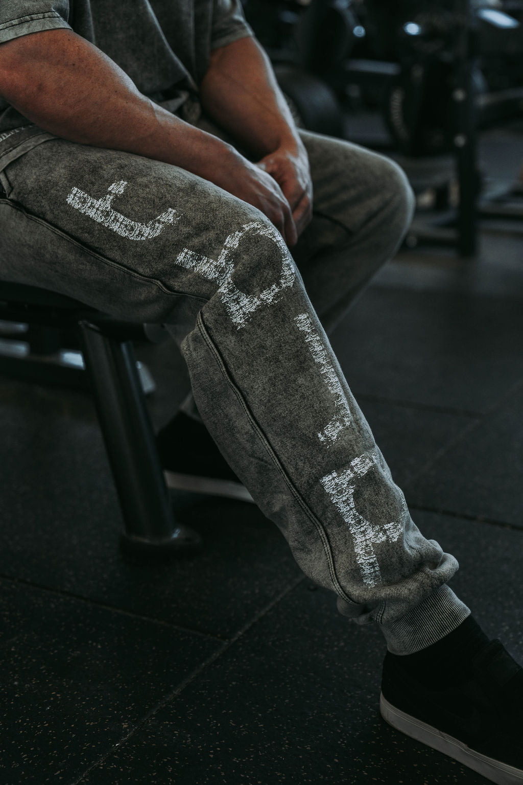 Distressed Joggers in Dark Grey