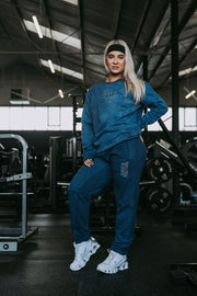 Do The Work Sweater in Acid Wash Blue