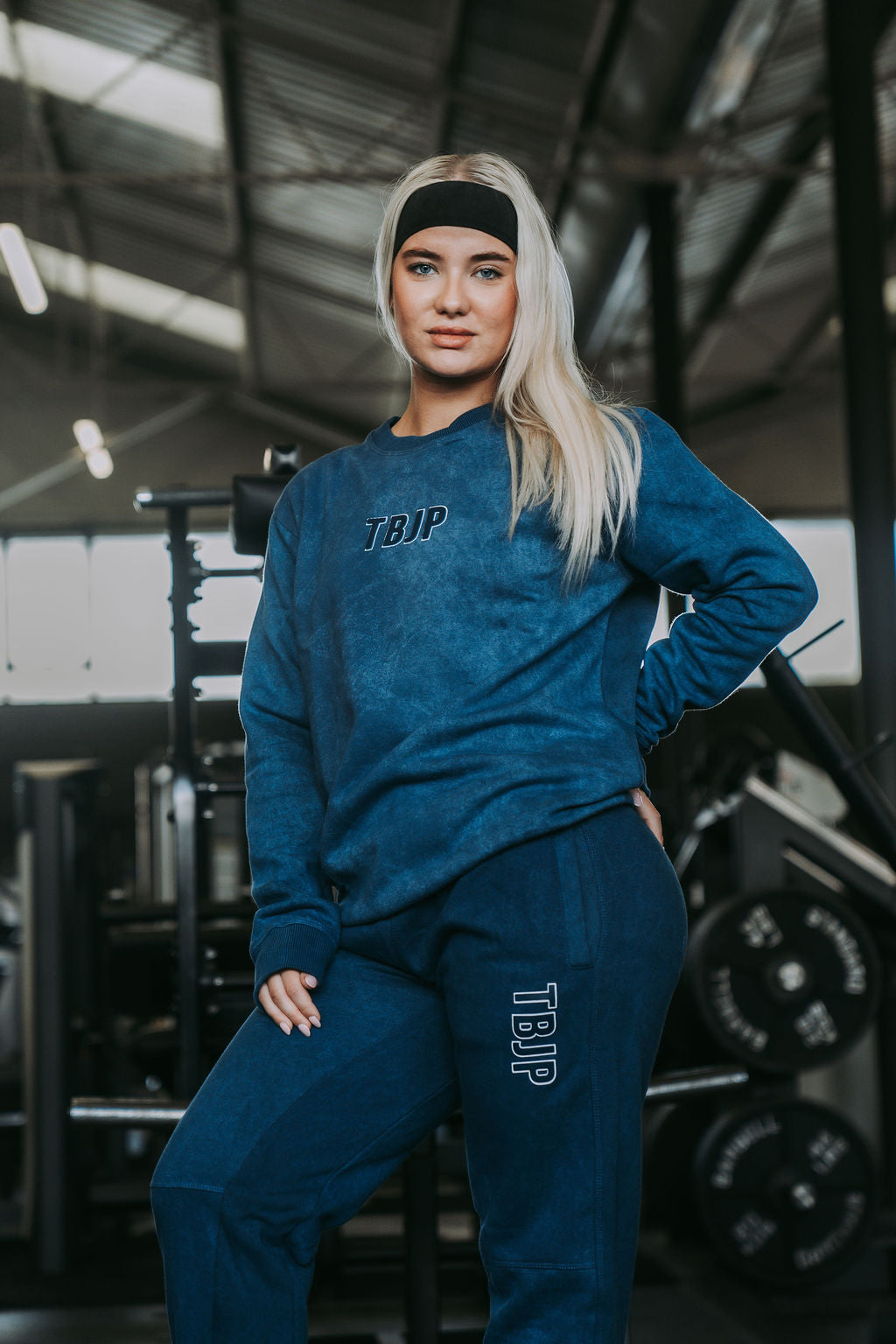 Do The Work Sweater in Acid Wash Blue