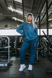 Do The Work Sweater in Acid Wash Blue
