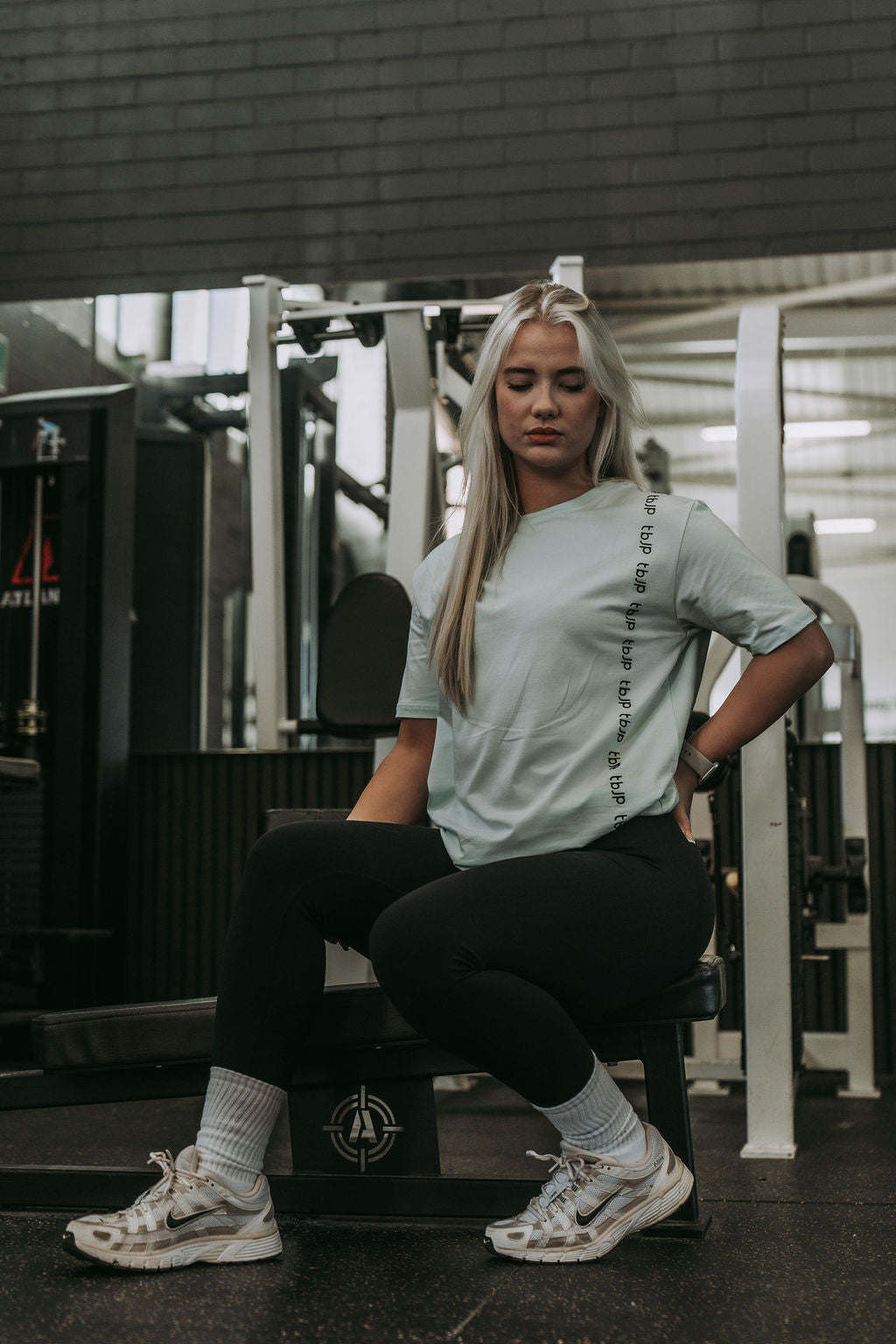 Vertical Embossed Tee in Mint Green