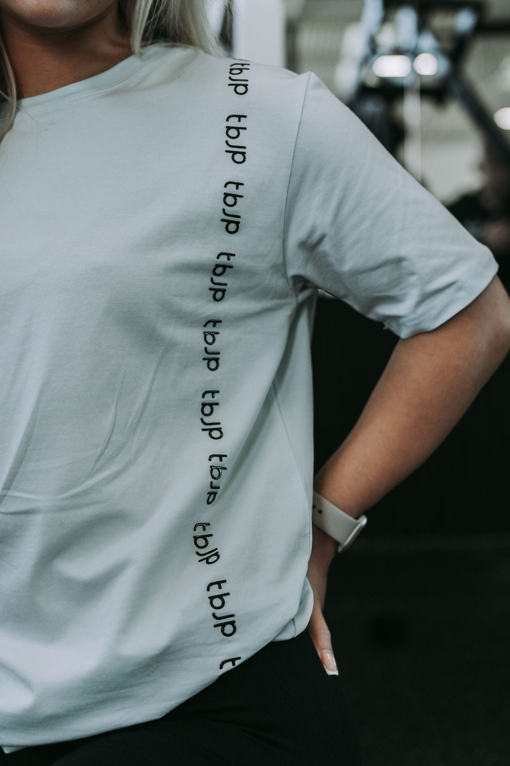 Vertical Embossed Tee in Mint Green