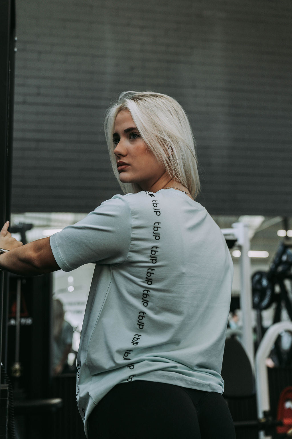 Vertical Embossed Tee in Mint Green