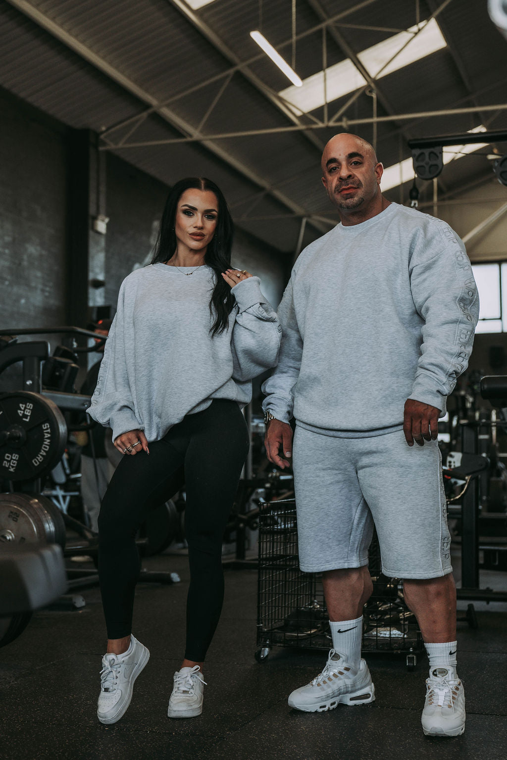 Light Grey Shorts with Stitched Logo Detail