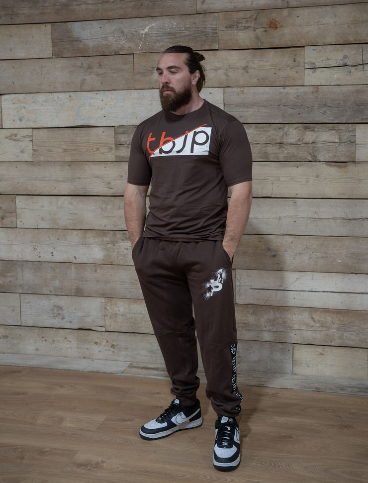 Diagonal Graphic Tee in Brown