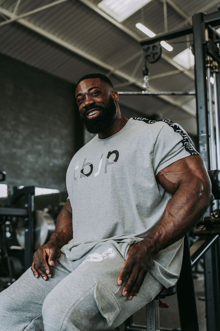 The tbJP Signature Side Stripe Tee in Grey