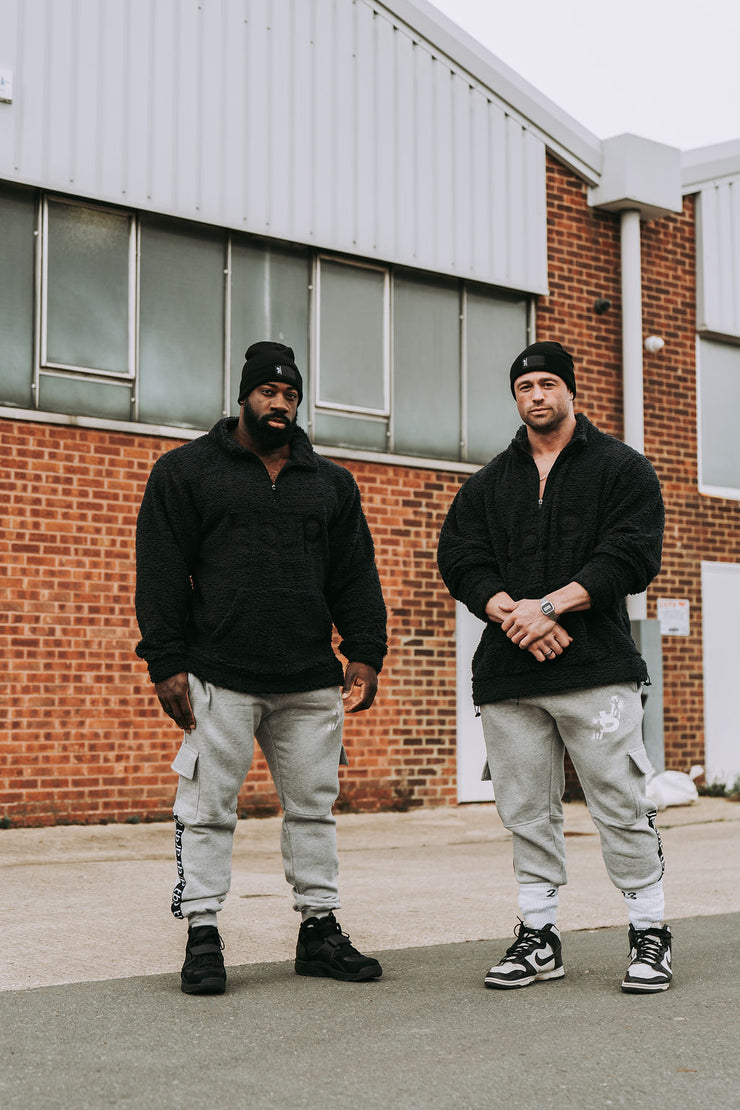 Sherpa Fleece High Neck Jumper in Black