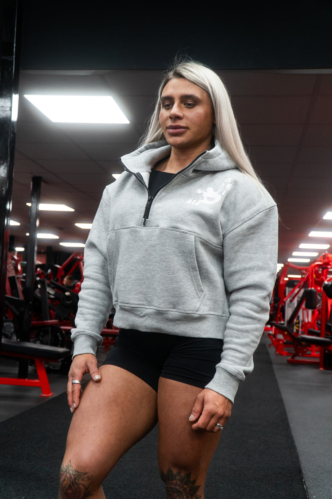 Ladies Cropped Hoodie in Grey