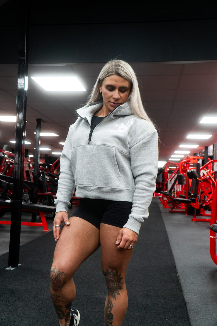 Ladies Cropped Hoodie in Grey