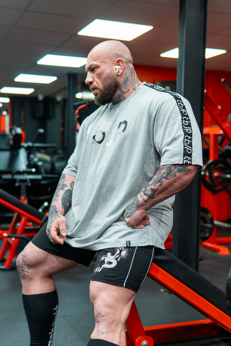 The tbJP Signature Side Stripe Tee in Grey