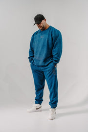 Do The Work Sweater in Acid Wash Blue