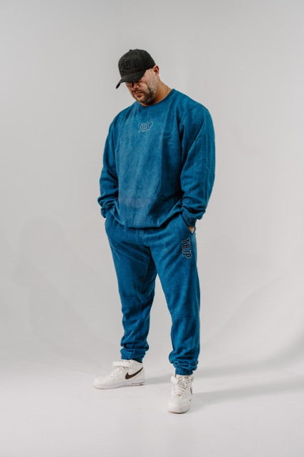Do The Work Sweater in Acid Wash Blue